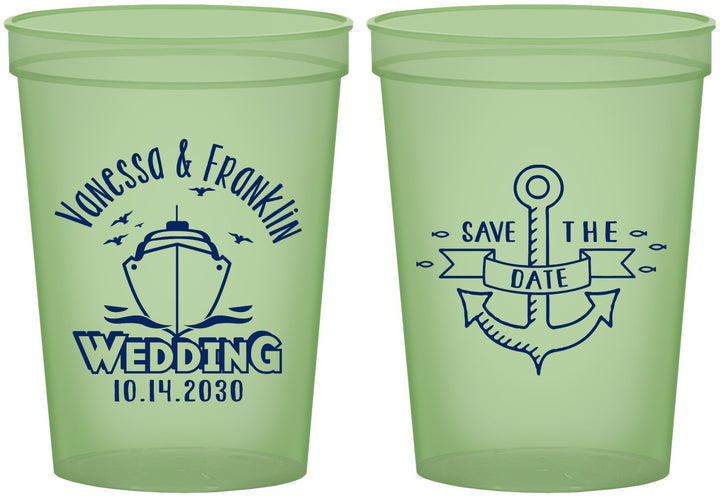 Custom Wedding 16 oz Glow In The Dark Cups - Save The Date Cruise | 209