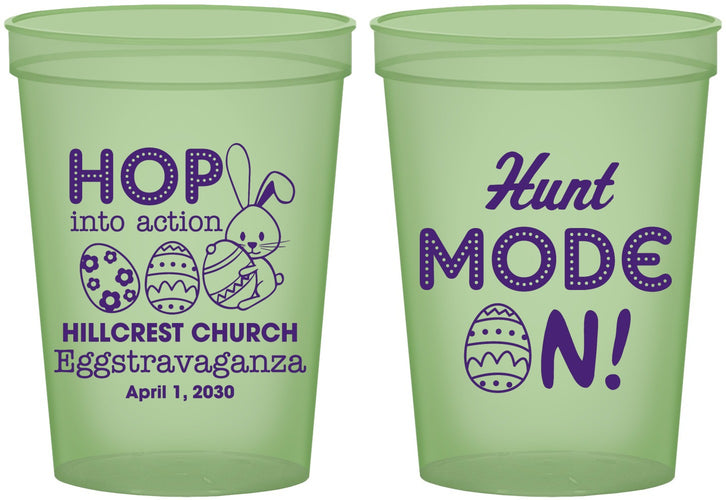 Custom Easter 16 oz Glow In The Dark Cups - Hunt Mode On Bunny | 210000