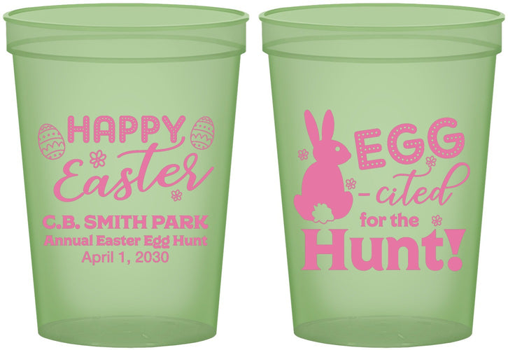 Custom Easter 16 oz Glow In The Dark Cups - Eggcited For Hunt Bunny | 210002