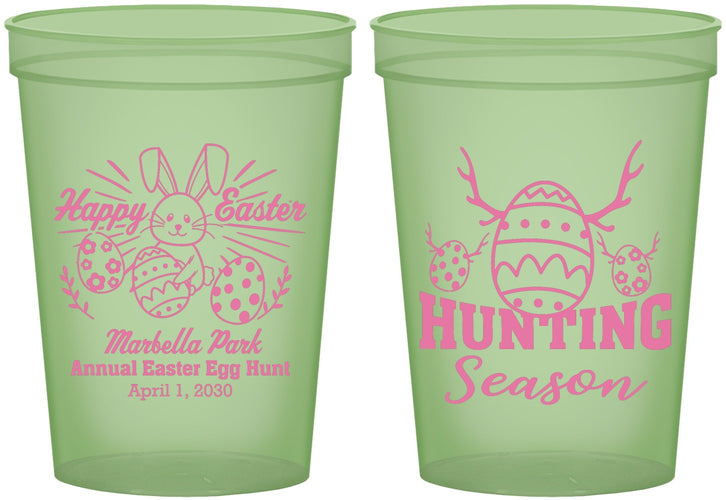 Custom Easter 16 oz Glow In The Dark Cups - Bunny Egg Hunt | 210003
