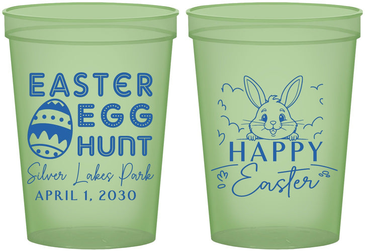 Custom Easter 16 oz Glow In The Dark Cups - Egg Hunt Bunny | 210005