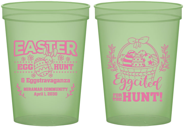 Custom Easter 16 oz Glow In The Dark Cups - Eggcited For Hunt Bunny | 210006