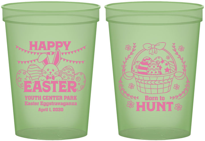 Custom Easter 16 oz Glow In The Dark Cups - Born To Hunt Bunny | 210007