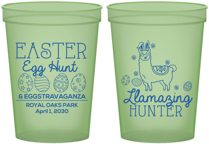 Custom Easter 16 oz Glow In The Dark Cups - Llama Eggs | 210009