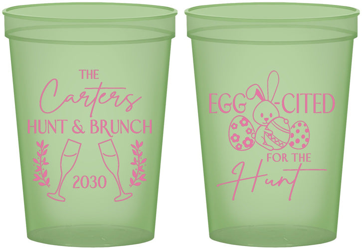 Custom Easter 16 oz Glow In The Dark Cups - Eggcited For Hunt Bunny | 210011