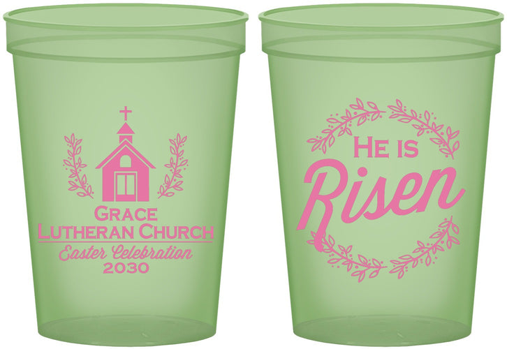 Custom Easter 16 oz Glow In The Dark Cups - He Is Risen | 210026