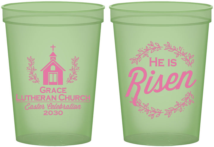Custom Easter 16 oz Glow In The Dark Cups - He Is Risen | 210026