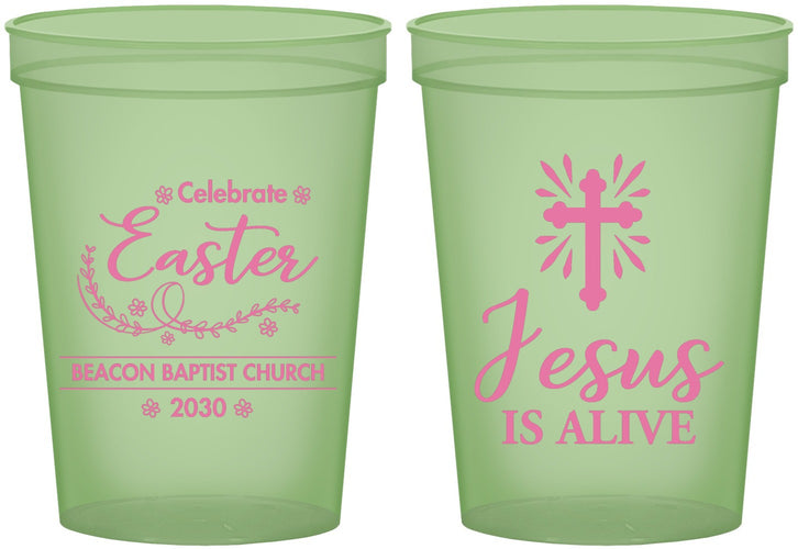 Custom Easter 16 oz Glow In The Dark Cups - Jesus Is Alive | 210027