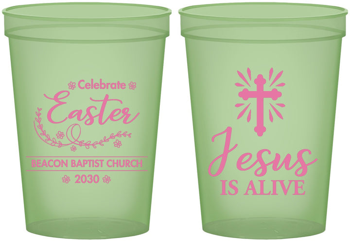 Custom Easter 16 oz Glow In The Dark Cups - Jesus Is Alive | 210027