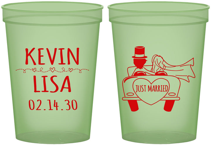 Custom Wedding 16 oz Glow In The Dark Cups - Just Married | 212