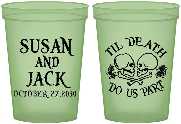 Custom Wedding 16 oz Glow In The Dark Cups - Til Death Do Us Part | 213