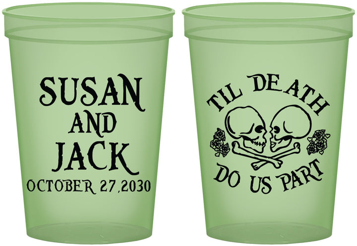 Custom Wedding 16 oz Glow In The Dark Cups - Til Death Do Us Part | 213