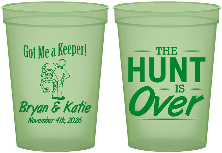 Custom Wedding 16 oz Glow In The Dark Cups - The Hunt Is Over | 216