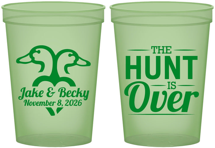 Custom Wedding 16 oz Glow In The Dark Cups - The Hunt Is Over Duck | 217