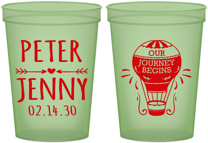 Custom Wedding 16 oz Glow In The Dark Cups - Hot Air Balloon | 219