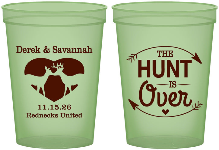 Custom Wedding 16 oz Glow In The Dark Cups - The Hunt Is Over Deer | 220