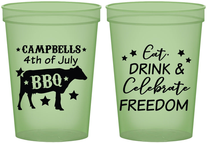 Custom 4th Of July 16 oz Glow In The Dark Cups - Eat Drink Freedom | 220000