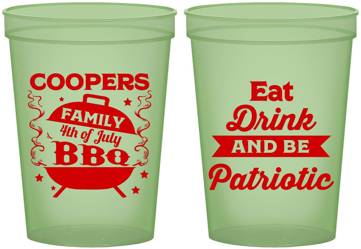 Custom 4th Of July 16 oz Glow In The Dark Cups - Eat Drink Patriotic | 220002