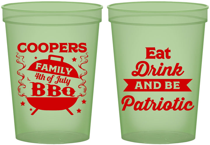 Custom 4th Of July 16 oz Glow In The Dark Cups - Eat Drink Patriotic | 220002