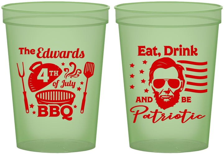 Custom 4th Of July 16 oz Glow In The Dark Cups - Eat Drink Patriotic | 220006