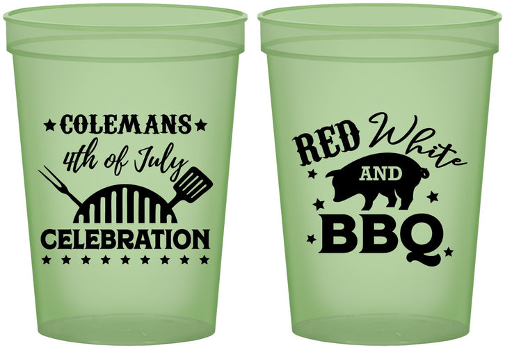 Custom 4th Of July 16 oz Glow In The Dark Cups - Red White Bbq | 220008
