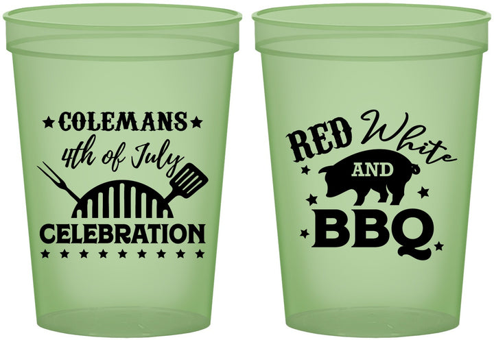 Custom 4th Of July 16 oz Glow In The Dark Cups - Red White Bbq | 220008