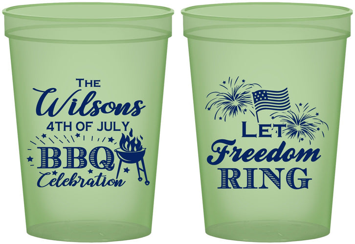 Custom 4th Of July 16 oz Glow In The Dark Cups - Bbq Fireworks | 220009