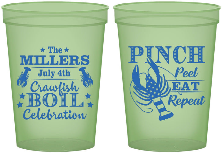 Custom 4th Of July 16 oz Glow In The Dark Cups - Pink Peel Crawfish | 220011