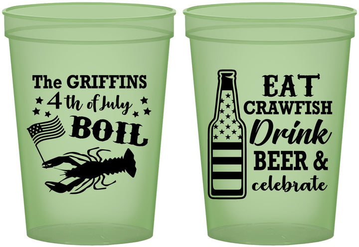 Custom 4th Of July 16 oz Glow In The Dark Cups - Crawfish Boil | 220012