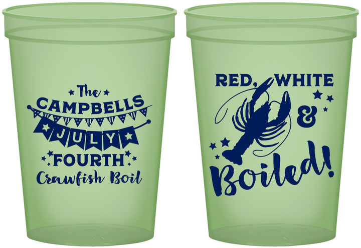 Custom 4th Of July 16 oz Glow In The Dark Cups - Crawfish Boil | 220013