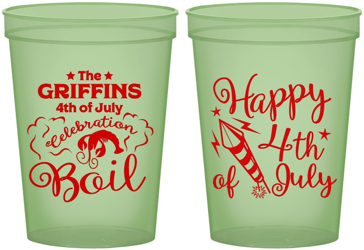 Custom 4th Of July 16 oz Glow In The Dark Cups - Crawfish Boil | 220018