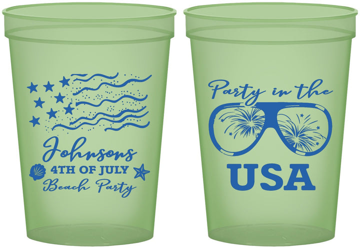 Custom 4th Of July 16 oz Glow In The Dark Cups - Party In The Usa | 220023