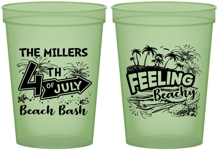 Custom 4th Of July 16 oz Glow In The Dark Cups - Feeling Beachy | 220024