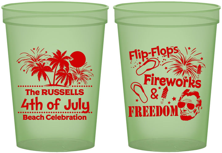 Custom 4th Of July 16 oz Glow In The Dark Cups - Fireworks Beach | 220026
