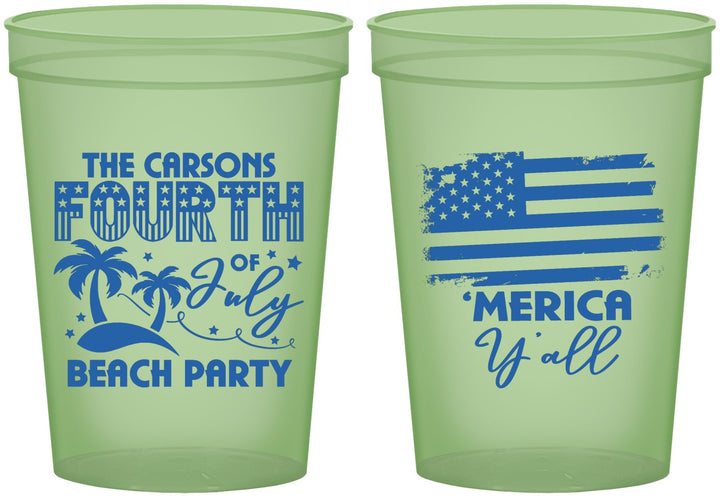 Custom 4th Of July 16 oz Glow In The Dark Cups - Beach Merica Yall | 220027