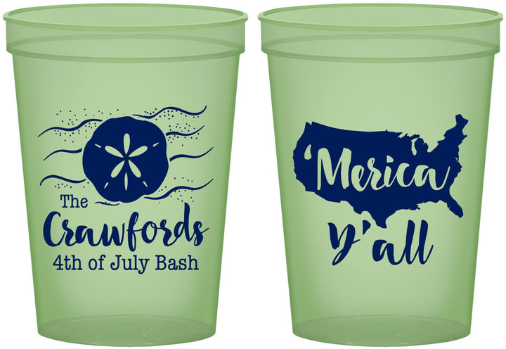 Custom 4th Of July 16 oz Glow In The Dark Cups - Beach Merica Yall | 220029