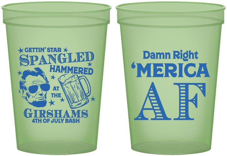 Custom 4th Of July 16 oz Glow In The Dark Cups - Merica Af | 220031