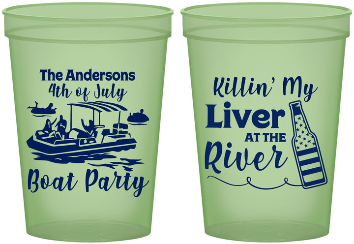 Custom 4th Of July 16 oz Glow In The Dark Cups - Boat River | 220033