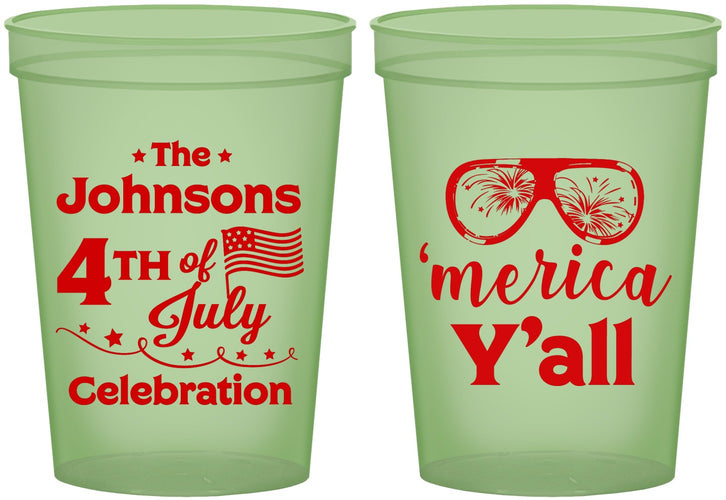Custom 4th Of July 16 oz Glow In The Dark Cups - Merica Yall | 220034