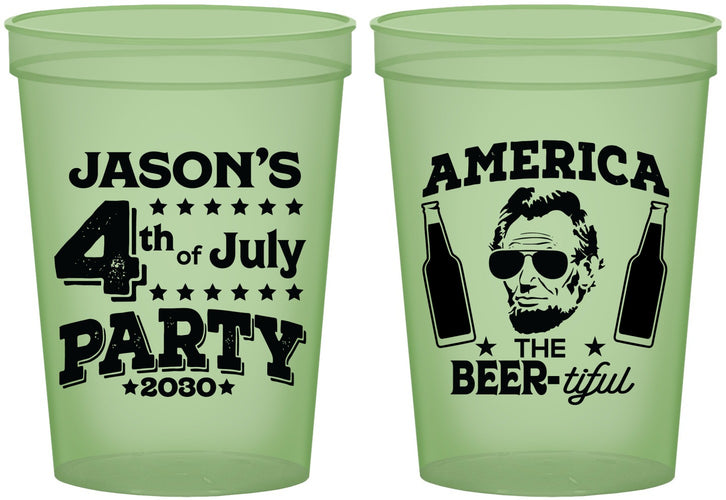 Custom 4th Of July 16 oz Glow In The Dark Cups - Bbq Lincoln | 220036