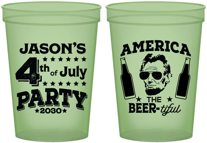 Custom 4th Of July 16 oz Glow In The Dark Cups - Bbq Lincoln | 220036