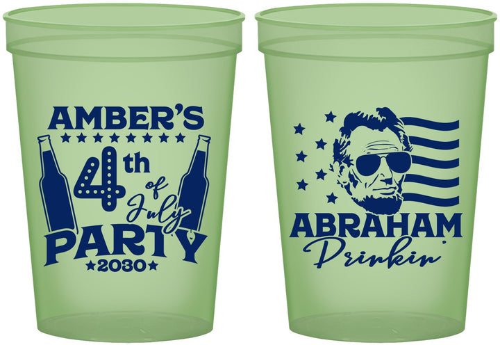 Custom 4th Of July 16 oz Glow In The Dark Cups - Abraham Drinkin | 220037