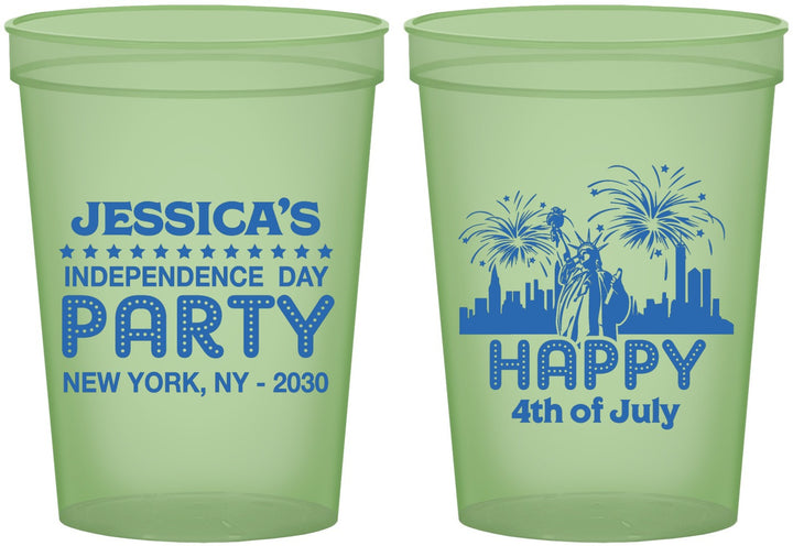Custom 4th Of July 16 oz Glow In The Dark Cups - New York | 220039