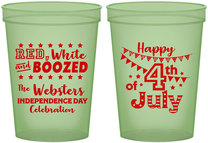 Custom 4th Of July 16 oz Glow In The Dark Cups - Red White Booze | 220042