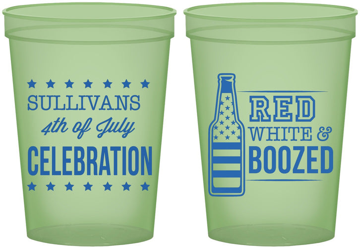 Custom 4th Of July 16 oz Glow In The Dark Cups - Red White Booze | 220043