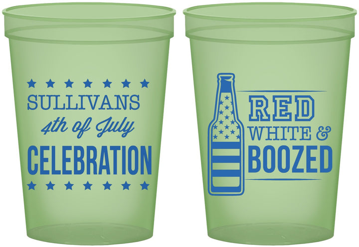 Custom 4th Of July 16 oz Glow In The Dark Cups - Red White Booze | 220043