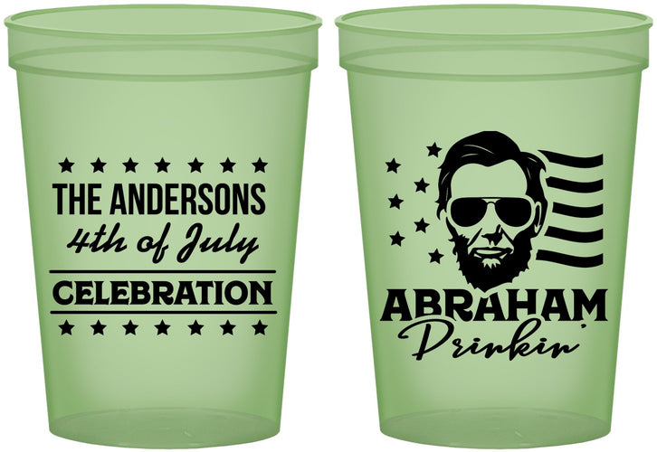 Custom 4th Of July 16 oz Glow In The Dark Cups - Abraham Drinkin | 220044