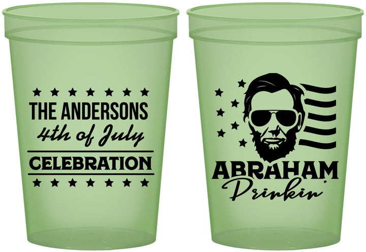 Custom 4th Of July 16 oz Glow In The Dark Cups - Abraham Drinkin | 220044