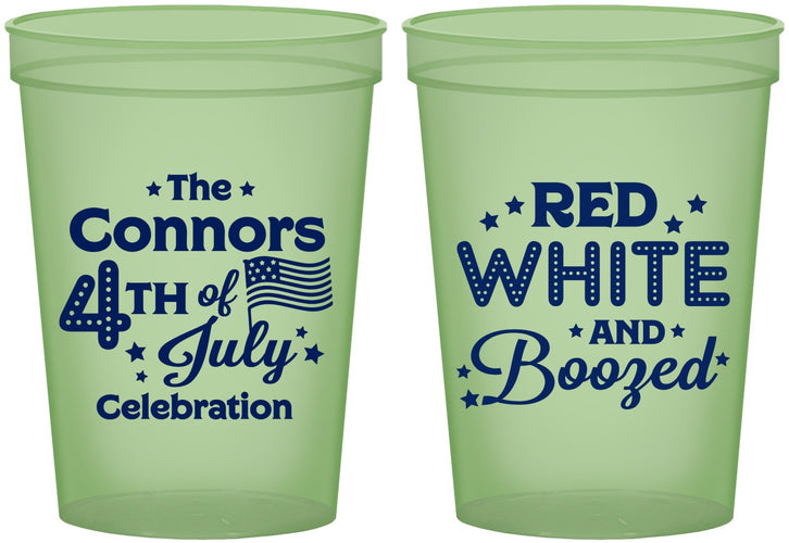 Custom 4th Of July 16 oz Glow In The Dark Cups - Red White Booze | 220045