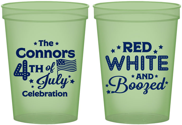 Custom 4th Of July 16 oz Glow In The Dark Cups - Red White Booze | 220045
